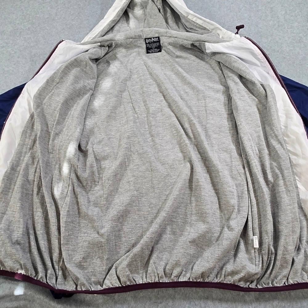Harry Potter Hogwarts Windbreaker Jacket Navy White Full Zip Hooded Mens Small - Picture 4 of 8